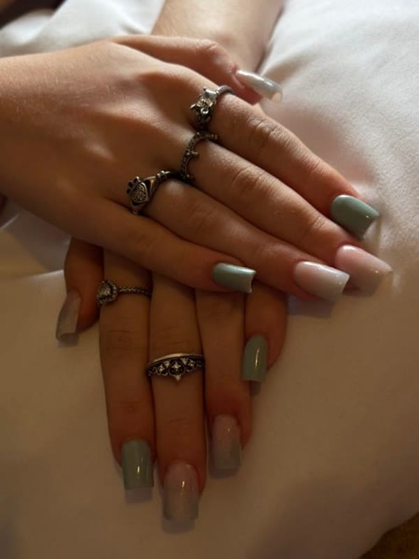 Faith's sage green and white set by Abi