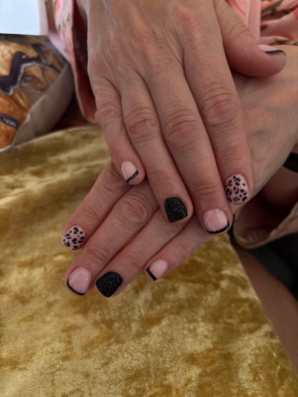 Gemma's leopard-print and black nail set by Abi